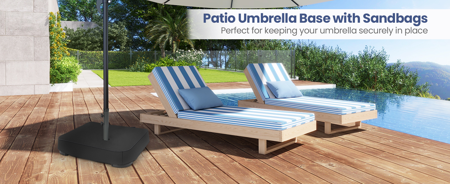 Fillable Umbrella Base with 2 Sandbags and Dust-proof Cover